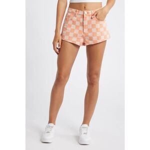 NEW Nasty Gal Checkerboard High Waist Shorts – Orange Size 10